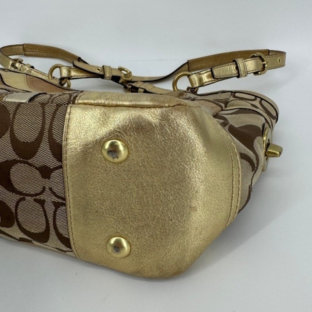 Coach Patchwork Signature Metallic Gold Brown Tote Shoulder Bag F14004 Boho Y2K - Picture 12 of 16
